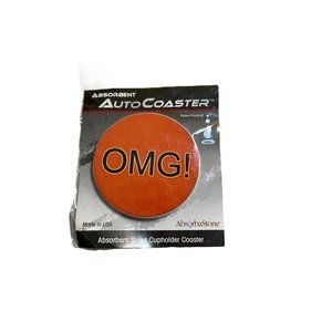 Absorbastone Absorbent Stone Cup Holder Auto Coaster OMG! Orange NEW Made USA